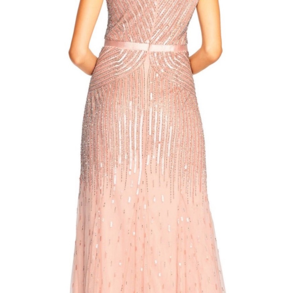 Adrianna Papell beaded V-neck cap sleeves long gown - Picture 9 of 13